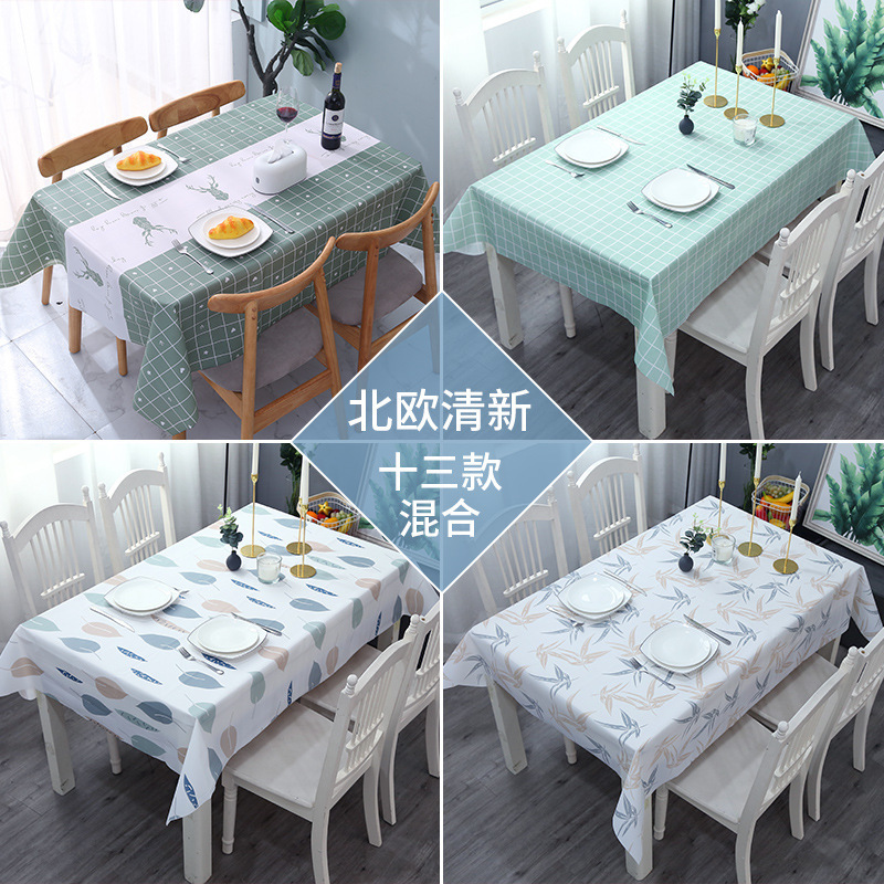 Picture of Home Nordic Tablecloth Modern Simple Style Tablecloth Fruit Anti-scalding Waterproof Oil-proof Disposable PVC Plaid Tablecloth