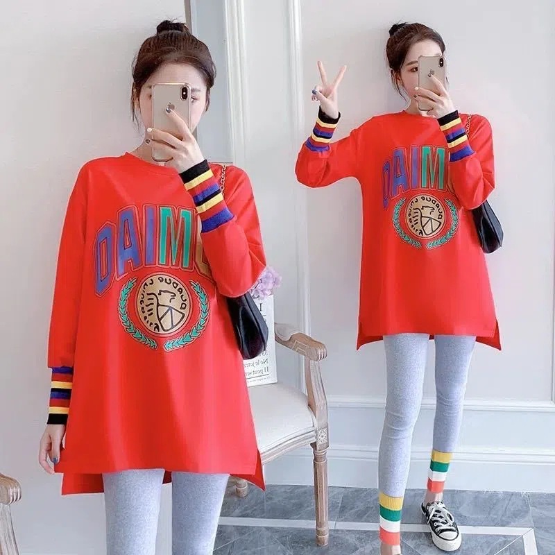 Picture of Pregnant women's clothing autumn fashion fashion mom autumn belly cover loose slim long top T-shirt does not show the spring and autumn