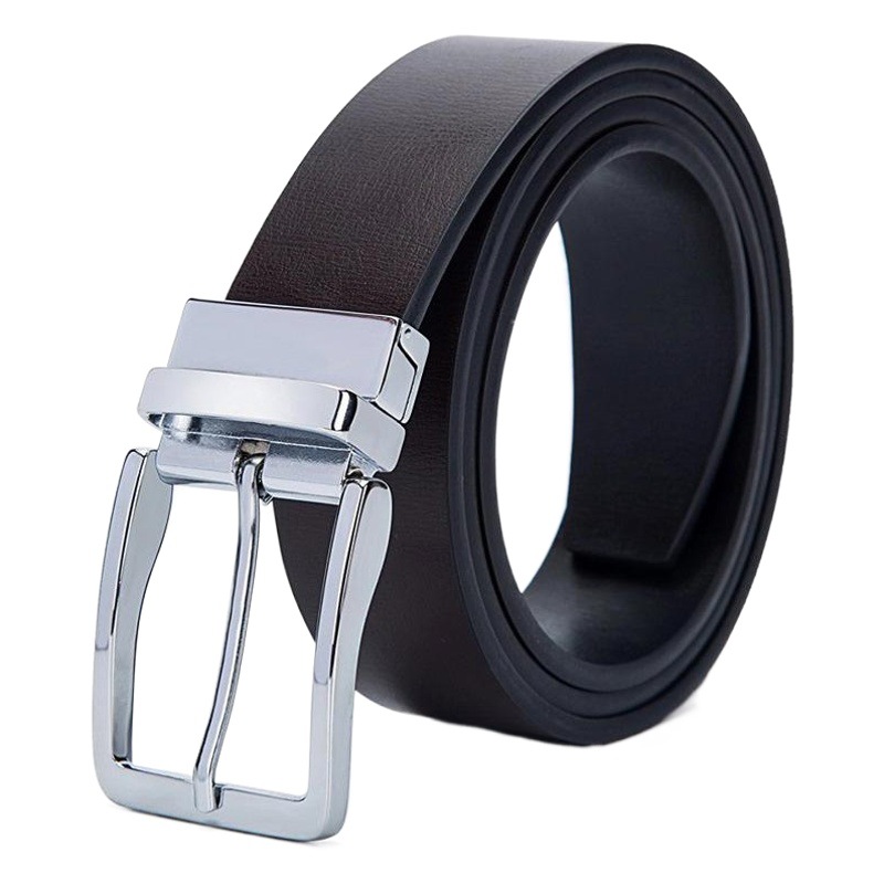 Cross-border explosions men's belt rotating pin buckle pants bag business casual wind double-sided leather belt wholesale