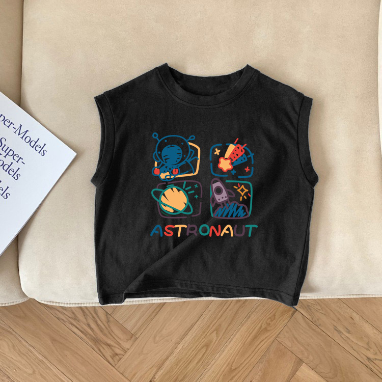 Picture of Pure Cotton Baby Kidsren's Sleeveless T-Shirt 2025 New Cartoon Pattern Versatile Vest Sweatshirt Top for Boys and Girls Summer