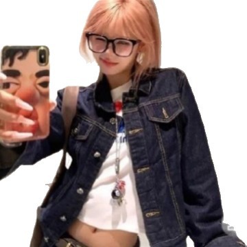 Picture of Japanese and Korean Style Super Hot Denim Short Coat Women's Short Spring New Long Sleeve Slim-fit Hooded Jacket Student Top