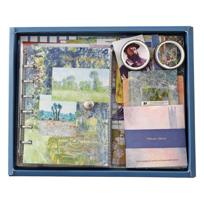 Vintage European-Style Journal Gift Box Set with Simple Van Gogh Oil Painting Journal Tools and Materials in Hardcover