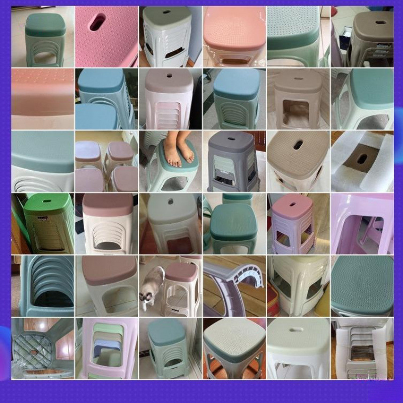 Picture of Plastic stool home thickened living room dining table Deng Zishuo material square bench chair simple cooked rubber small stool high stool