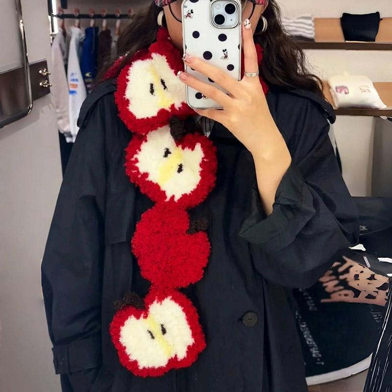 Apple Scarf Wool Handmade DIY Knitted Material Bag Crochet Hand Knitted Gift for Boys Girlfriend to pass the time