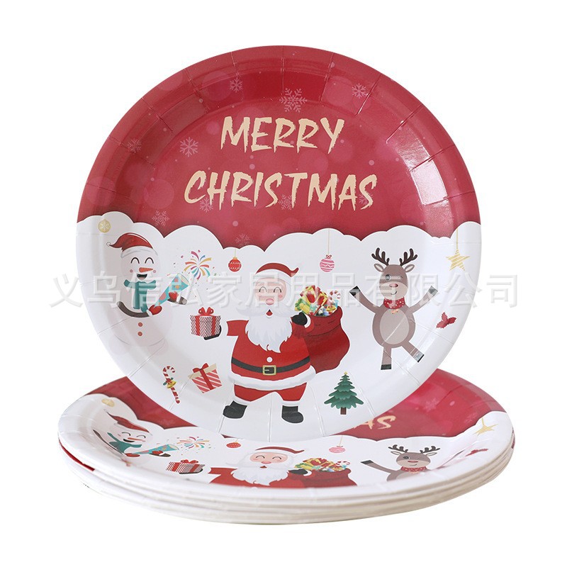 Picture of Cross-border new Christmas decoration theme disposable tableware paper plate party decoration arrangement paper cup paper plate suit