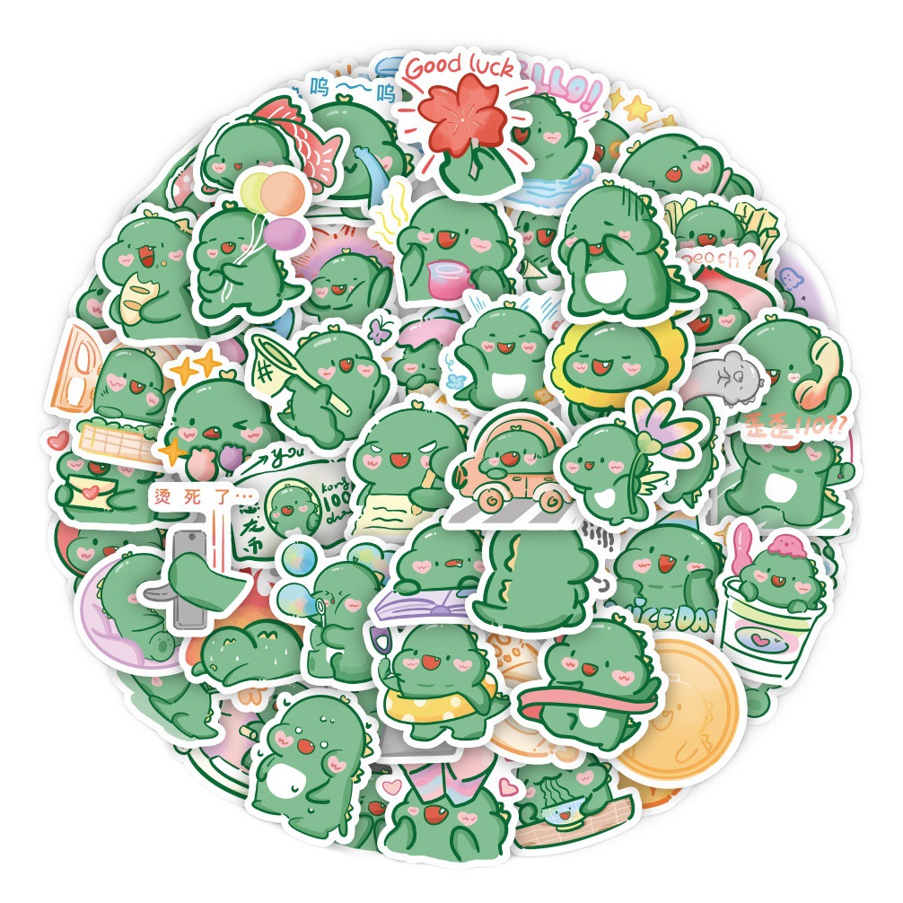 60 original cute dinosaur children's cartoon stickers decorative hand account motorcycle schoolbag waterproof stickers wholesale
