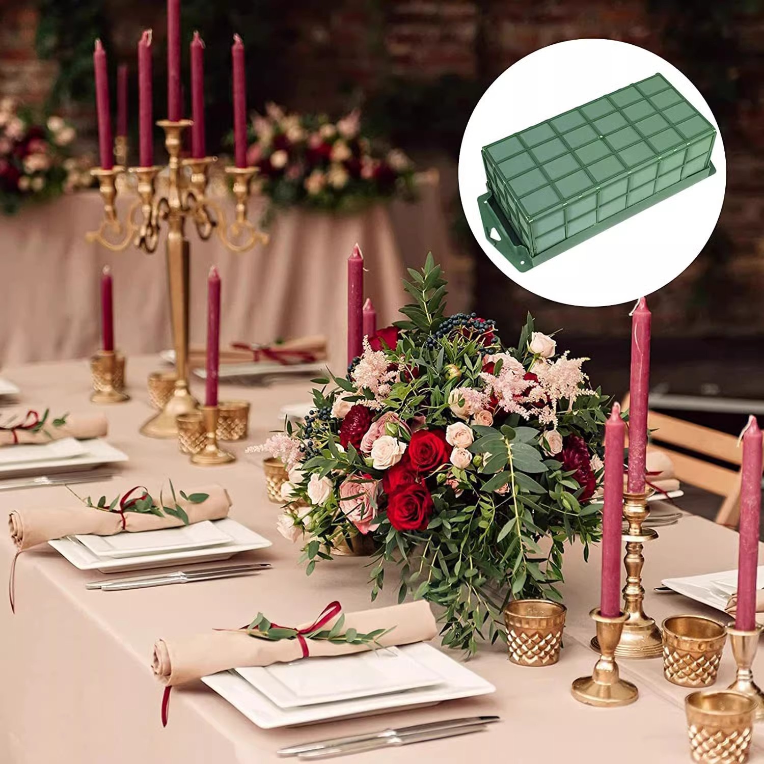 brocade flower mud mesh sucker flower arrangement sponge flower wedding car plastic flower dining table hanging wall cross heart ring