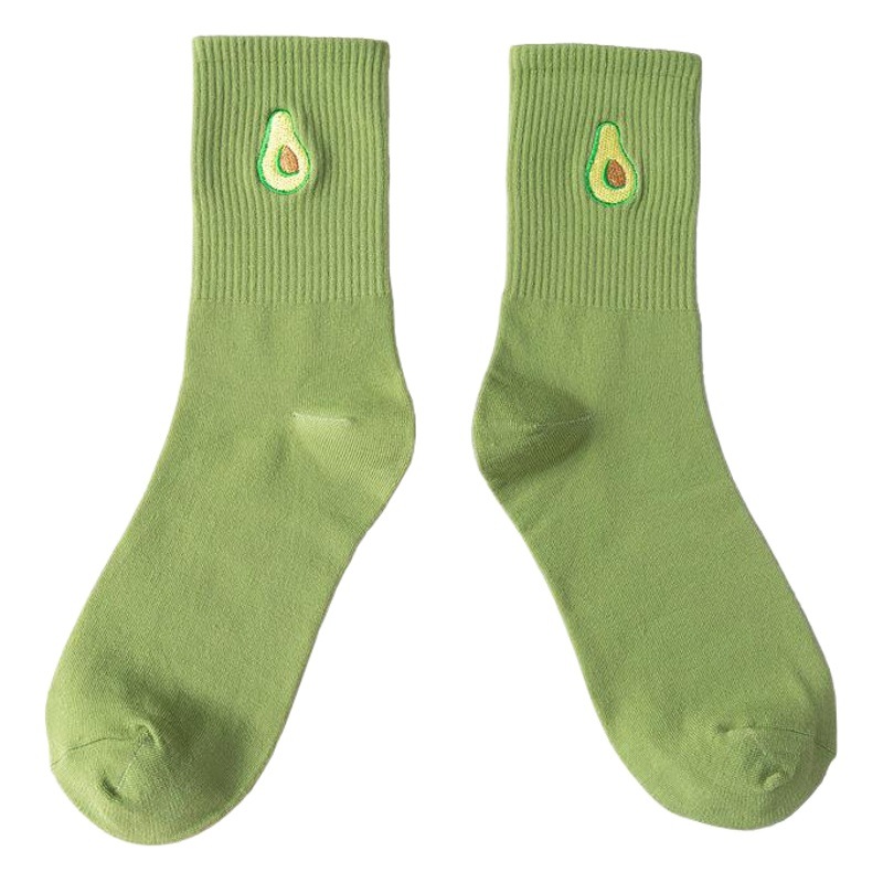 Embroidery Socks Children's Mid-length Socks Autumn Korean Style Spring and Autumn Cotton Four Seasons Instagram Style Japanese Style Cute Fruit Stockings