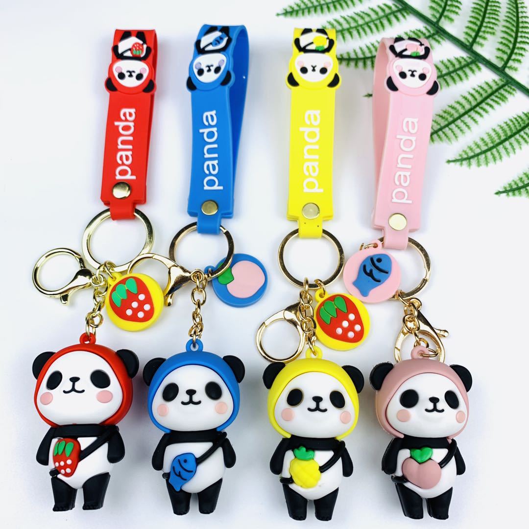 Cartoon fruit panda backpack doll PVC key chain pendant car pendant gift bag key chain