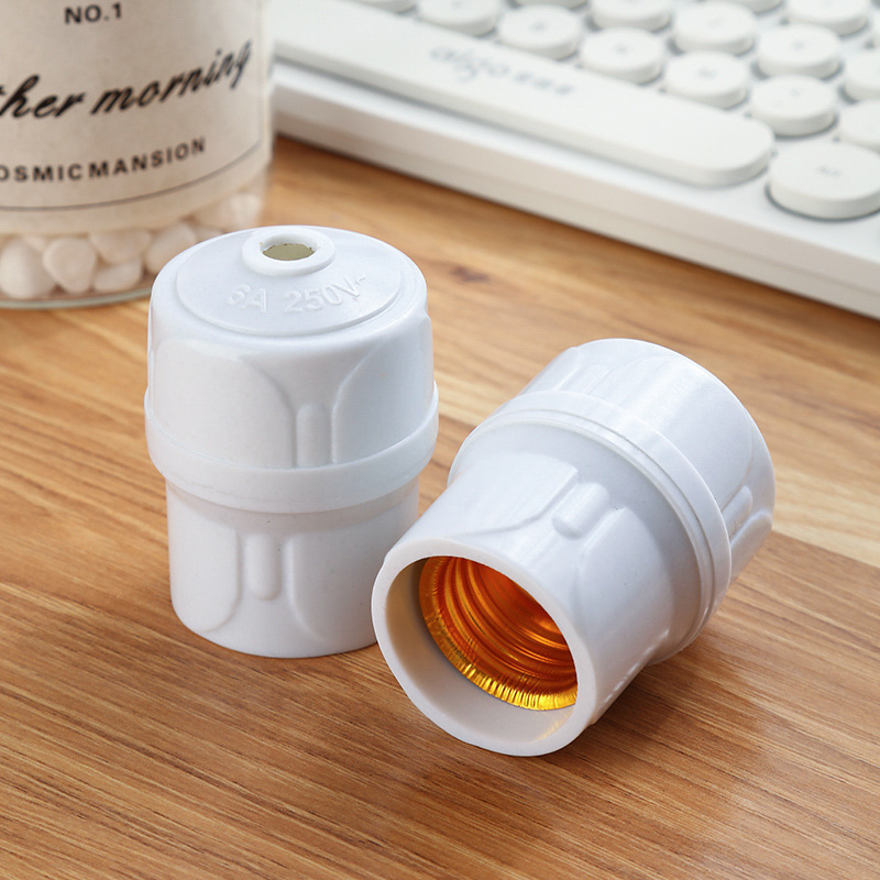 Thickened Bakelite Lamp Holder for Construction Sites E27 Lamp Base with Porcelain White Pure Copper Terminal, Thick-Walled Flame-Retardant Lamp Socket