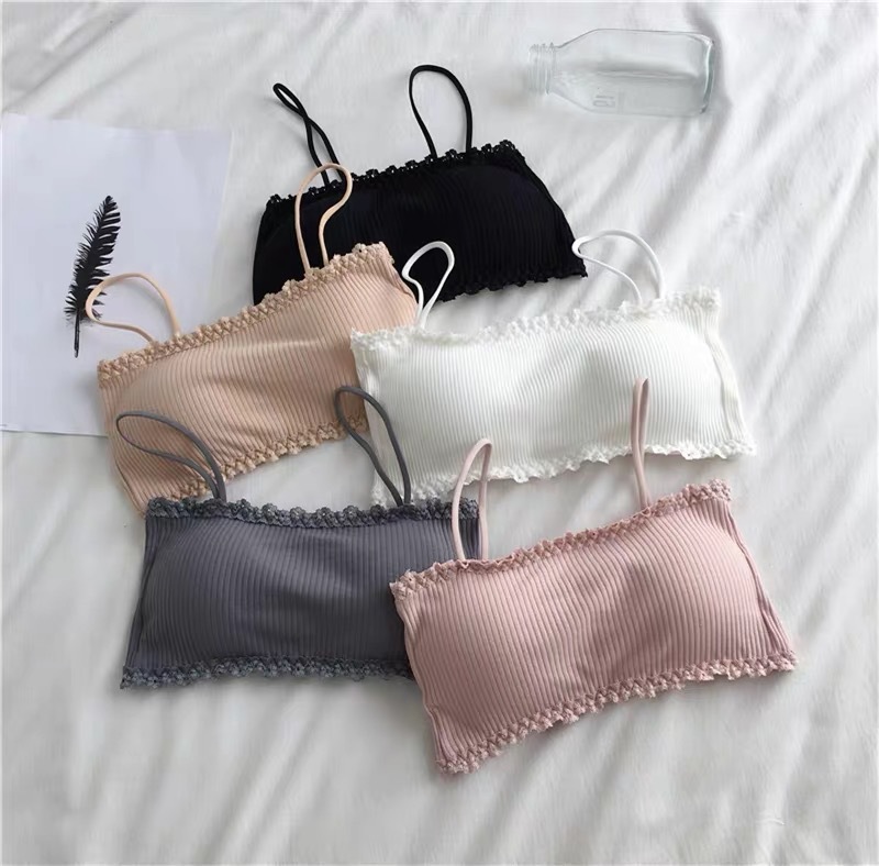 Picture of Cross-border One-line Wai Pure Cotton Sling Strapless Beautiful Back Girl's Non-steel Rings with Chest Pad with Row Buckle Underwear Student