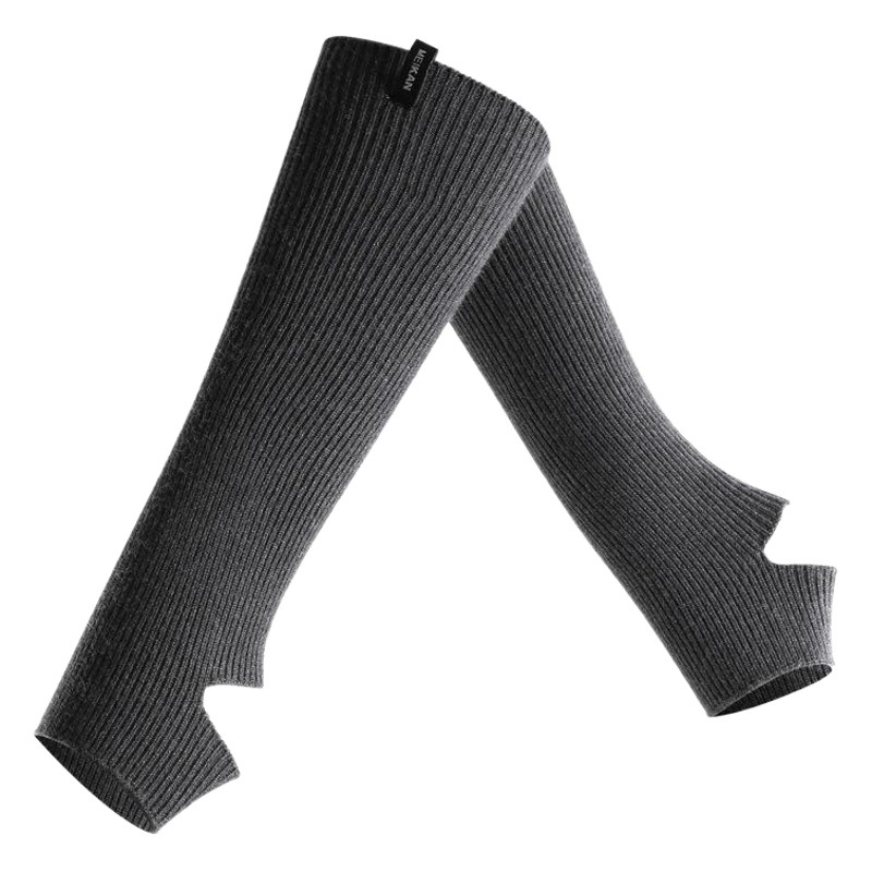 Meikan Woolen Warm Knitted Socks for Women, Long and Short Yoga Dance Pile Socks, Striped Ribbed Leg Covers, Slimming Look