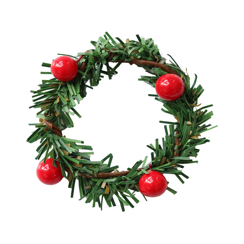 Picture of Christmas decoration red fruit PVC pine needle napkin ring Amazon cross-border Hotel home napkin buckle Christmas wreath
