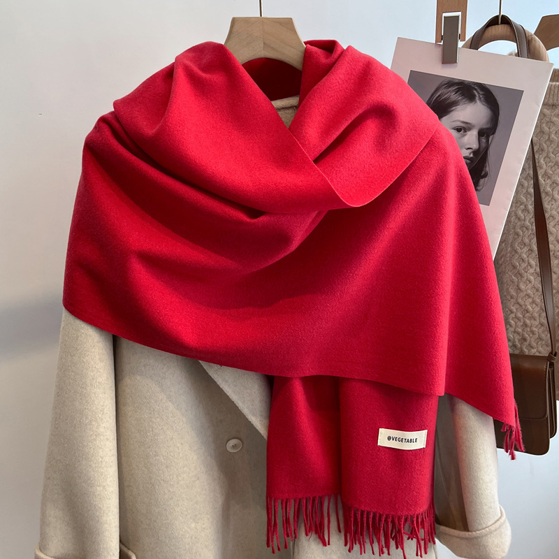 Picture of Blue Imitation Cashmere Scarf for Women 2025 New Winter K-Style Thickeneded Light Blue Scarf Versatile Dual-Use Shawl