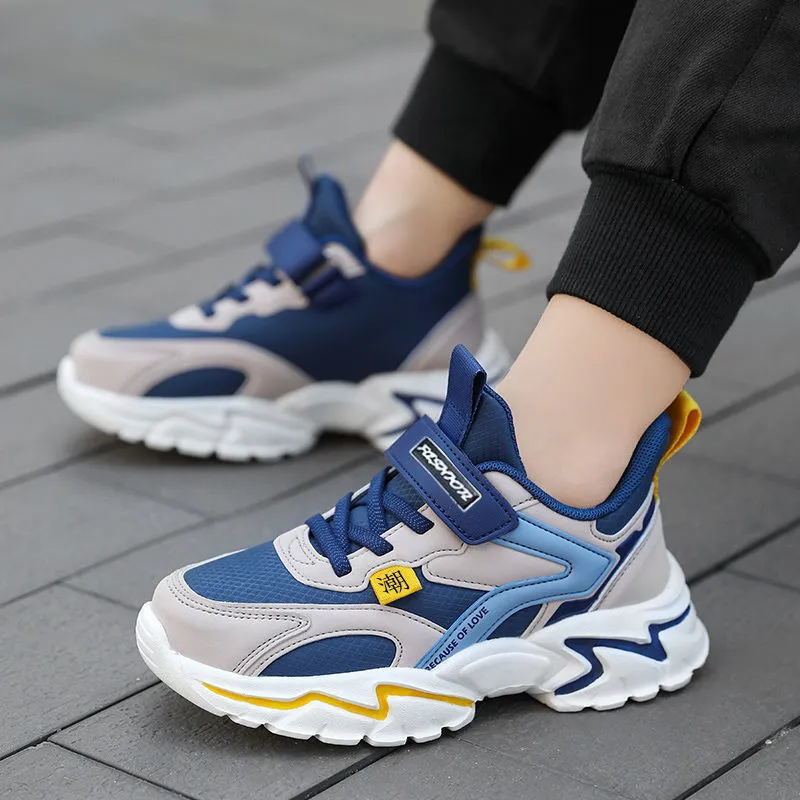 Boys' Far-Moving Shoes Autumn and Winter Running Shoes Waterproof Leather sneaker Children's Light Casual Shoes for Big Boys