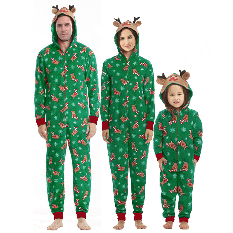 Cross-border Christmas Parent-child Clothes Christmas Printed Christmas Home Clothes Jumpsuit Jumpsuit Pajamas A025Y