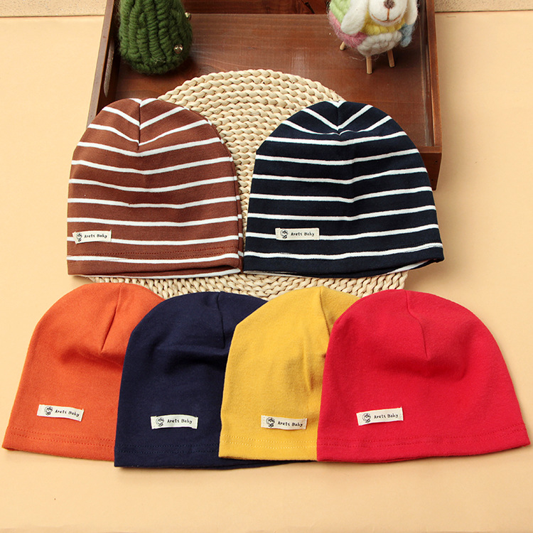 Picture of Single-layer thin spring and autumn children's cotton knitted hat baby hat newborn infant solid color cap