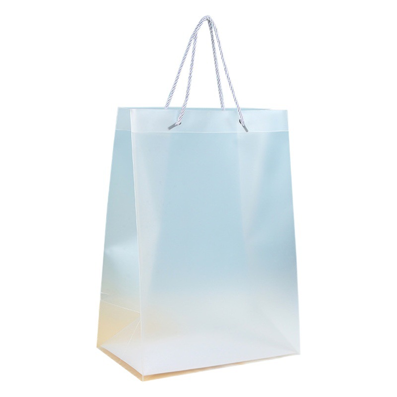 Wholesale pp transparent handbag thickened frosted plastic wedding hand gift bag custom clothing gift bag