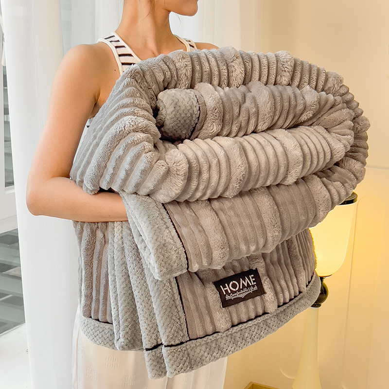 Picture of Rabbit velvet blanket thickened office nap blanket is air-conditioned sofa coral velvet lunch break shawl small blanket wholesale