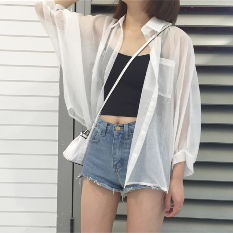 Autumn New Korean Loose Casual Versatile High-End Chiffon Cardigan Jacket Chic Thin Long-Sleeved Sun Protection Clothing