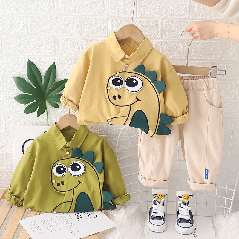 Picture of Boys' spring shirt cartoon long sleeve suit 2024 new children's handsome Korean casual two-piece suit baby fashion
