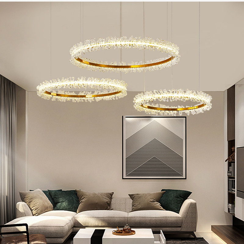 Picture of Crystal Chandelier Living Room Main Light High-End Accessible Luxury Simple Modern Ring Restaurant Lighting Zhongshan Chandelier