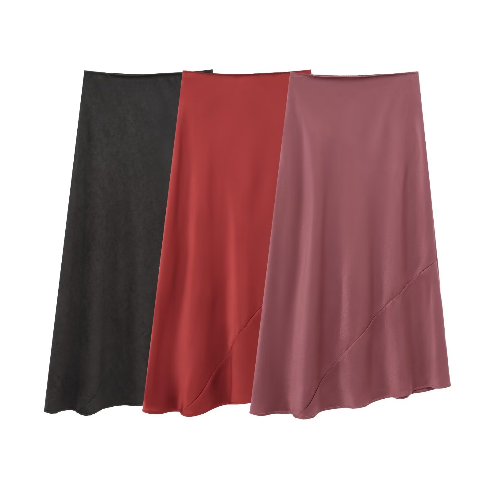 ZA cross-border women's clothing wholesale European and American style new fashion simple Joker silk satin texture skirt 2548240