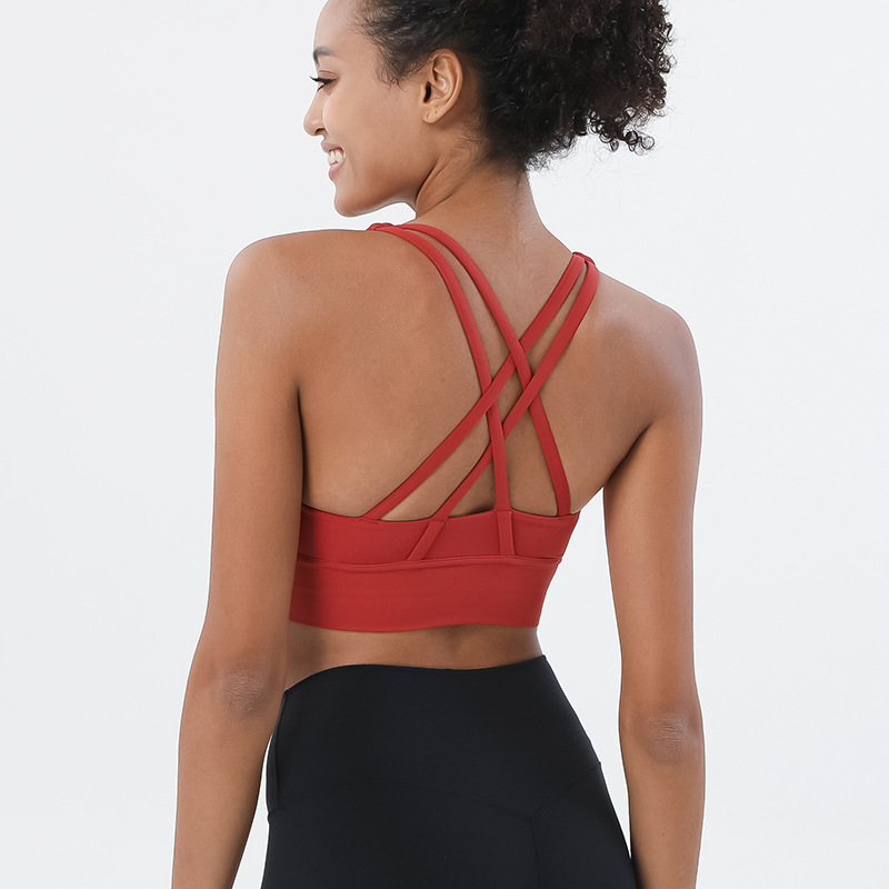 Picture of 2022 new double-sided brushed cross back sports underwear shockproof push up yoga sports bra fitness vest