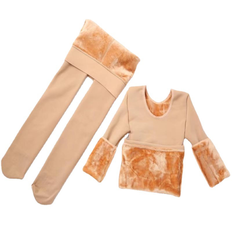 Picture of Children's Dance Clothing Flesh-colored Base Shirt Girls' Warm Top fleece-lined Thickened Skin Color Invisible Tight Performance suit