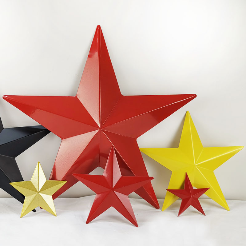 Picture of European-style retro iron three-dimensional five-pointed star bar Office cafe wall decoration wall hanging
