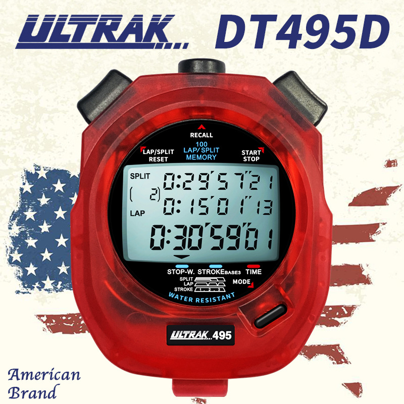 Electronic Stopwatch Dt495E Ultrak Olympique 100-Lane 3-Line Timer Track and Field Training Transparent