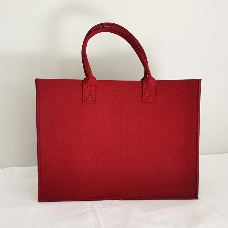 Picture of Solid Color Printed Felt Bag, Simple and Fashionable Felt Handbag, Student Tutoring Bag, Shopping Bag, High-End Tote Bag