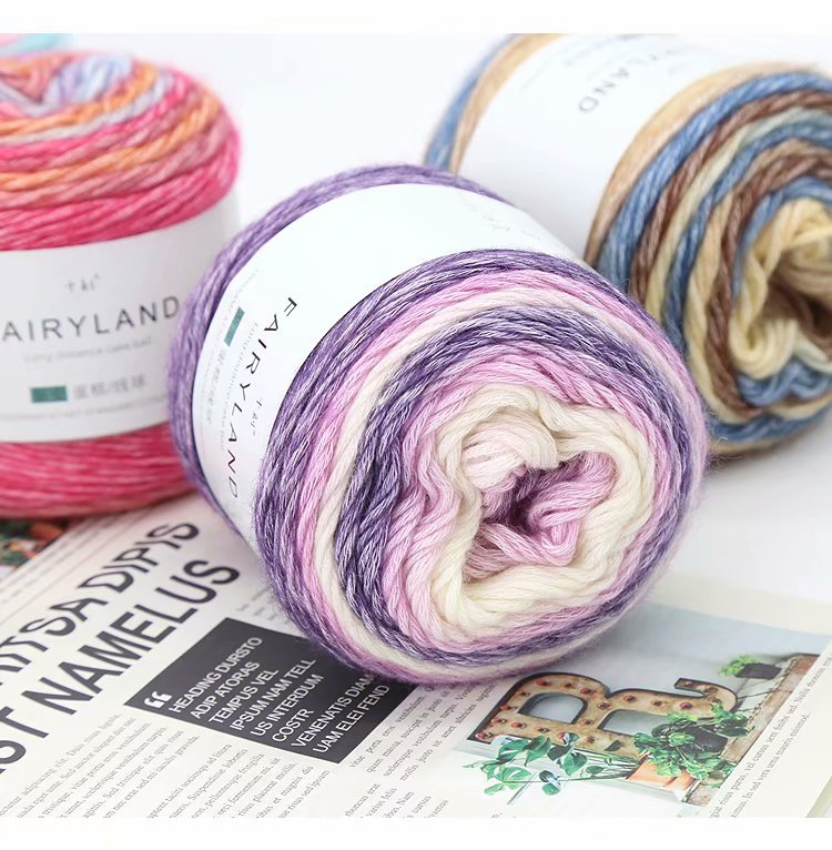 Ten-carved cake line 100G group rainbow gradient stick needle thick line sweater coat hat diy hand woven full postage
