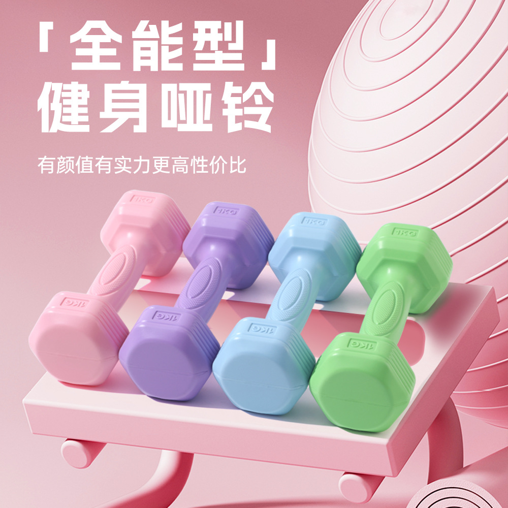 Women's Dumbbell Fitness Equipment Household Thin Belly Barbell Kettlebell Children Adolescent Female Small Dumbbell 2KG Pair