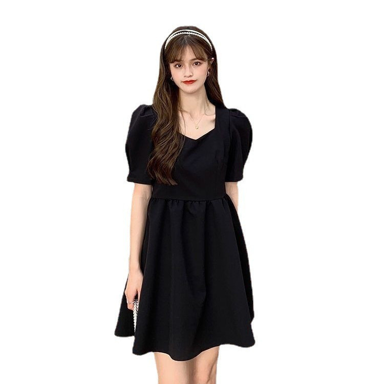 Picture of Korean style cross-border new French backless waist slimming design bow short sleeve high-end dress women's clothing