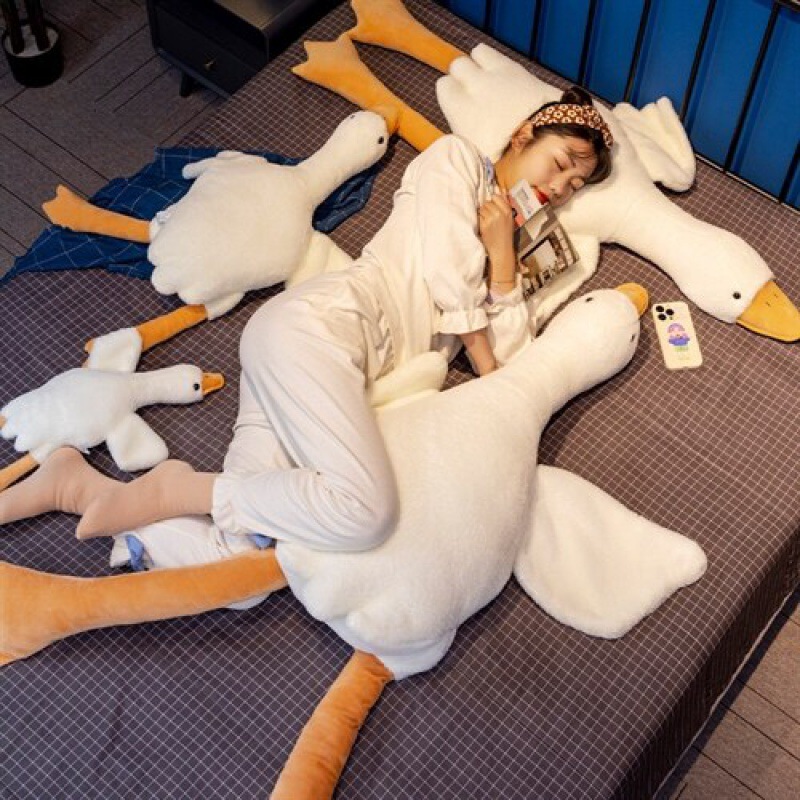 Internet celebrity big white goose plush toy doll leg clip sleeping sofa bedroom decoration ornament holiday gift