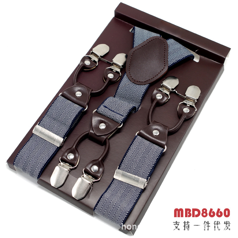 Picture of Cross-Border Supply Men's Suspenders Six-Clip Suspenders Elastic Adjustable Fat People Suspenders Men and Women Suspenders