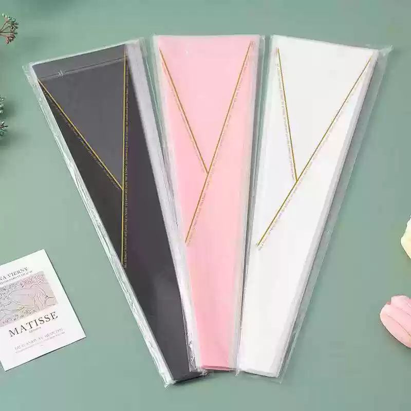 Golden Triangle Transparent Single Bag Valentine's Day Mother's Day Rose Bouquet Flower Bag DIY Material Flower Packaging Bag