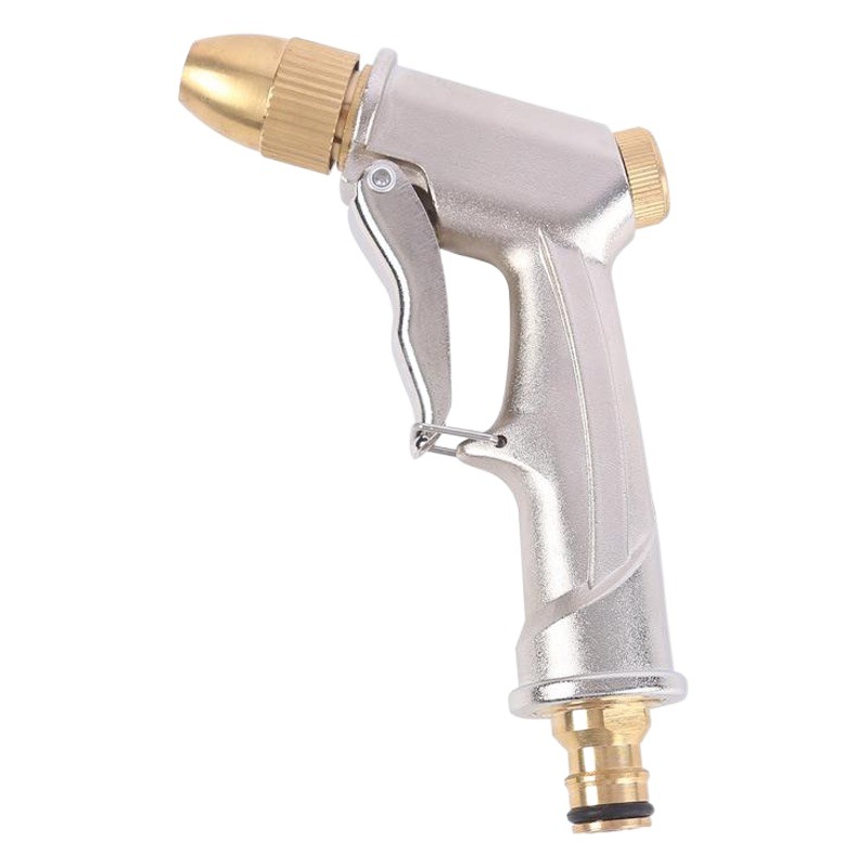 Factory Supply Household High Pressure Car Washing Water Gun Garden Watering Tools Copper Plated Aluminum Alloy Frosted Electroplated Water Gun Head