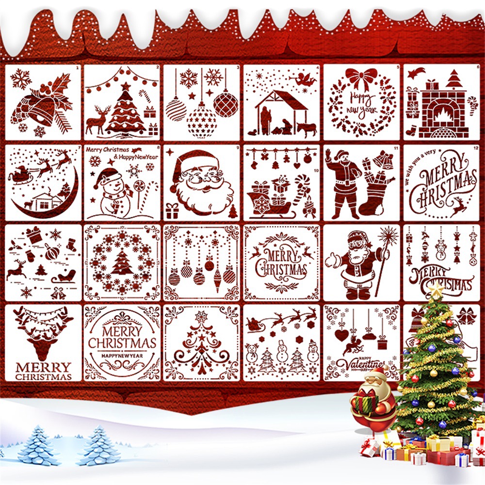 European and American holiday painting template handmade DIY drawing board Christmas Halloween Thanksgiving hollow template in stock