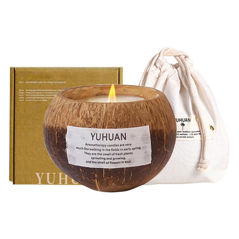 Picture of Coconut shell scented candle wholesale cross-border smokeless incense handmade coconut wax fragrance fragrance holiday gift