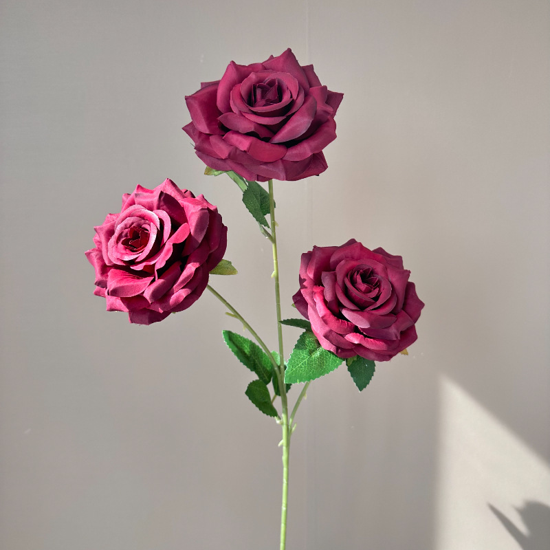 Picture of New 3-Head Diamond Rose Artificial Flower Wedding Hall Decorative Flower Artificial Flower Amazon Export Bouquet Rose Flower