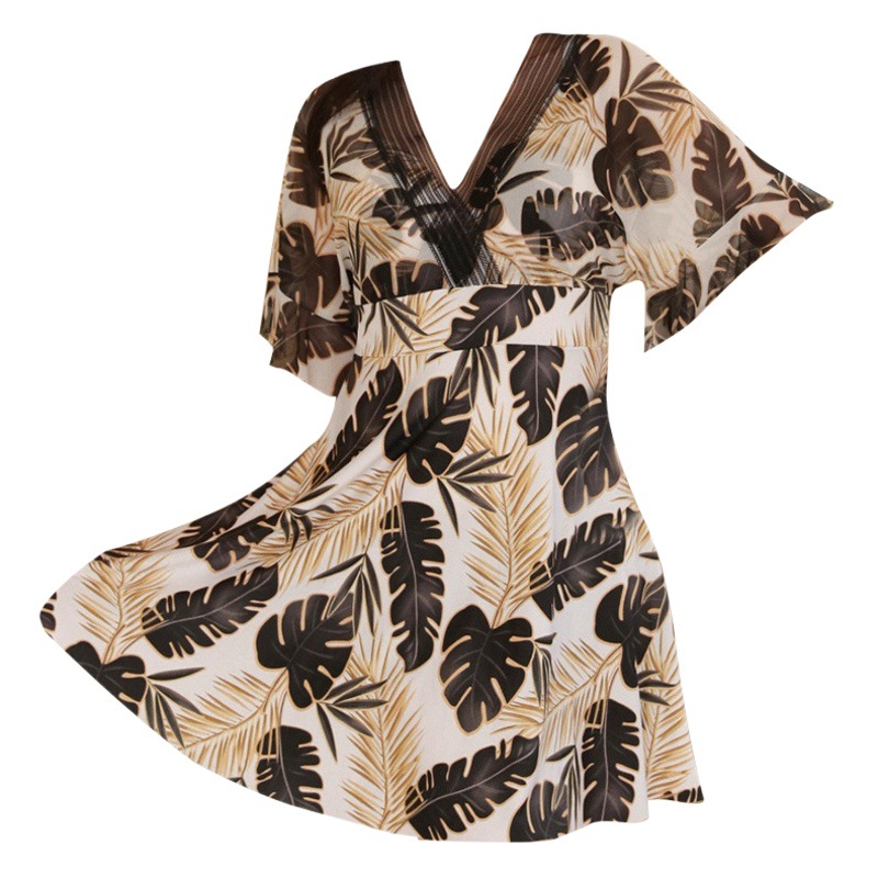 One-piece Swimsuit Women's Large Size Fatty Conservative 180 Jin Meat-covered Slimming Middle-aged and Elderly Mothers' Hot Spring Holiday Swimsuit