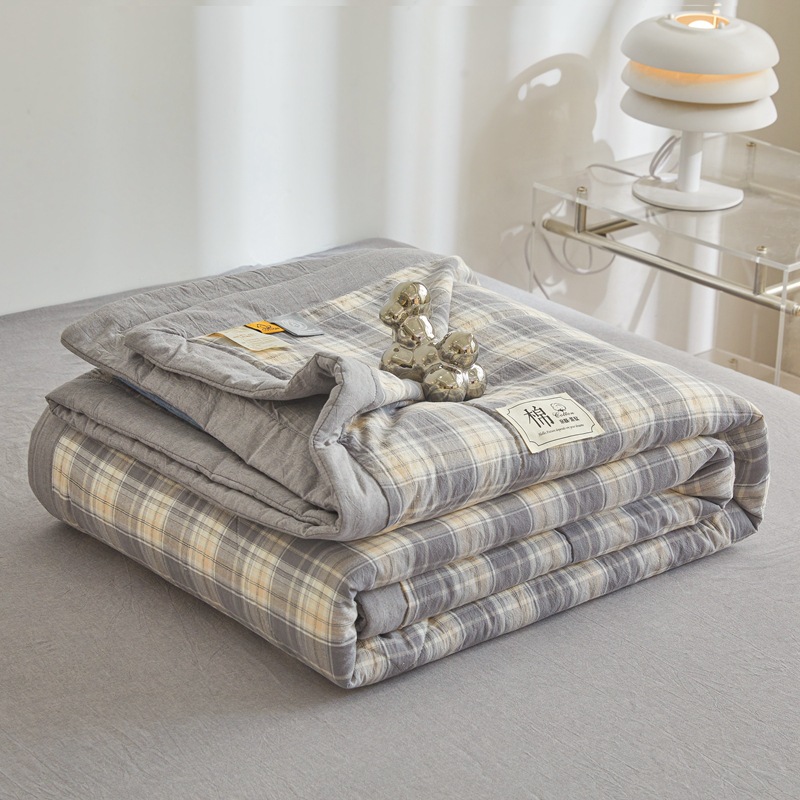 Picture of Class A Maternal and Infant Grade Xinjiang Cotton Summer Quilt Non-printed Wind-washed Cotton Summer Cool Quilt Plaid Air-conditioning Quilt Summer Thin Quilt