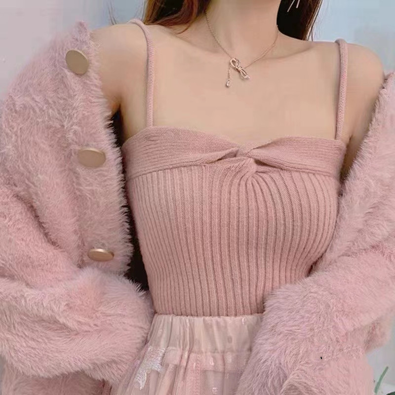 2024 New Spring and Summer Design Twisted High-waisted Tube Top Versatile Knitted Camisole with Short Top for Women
