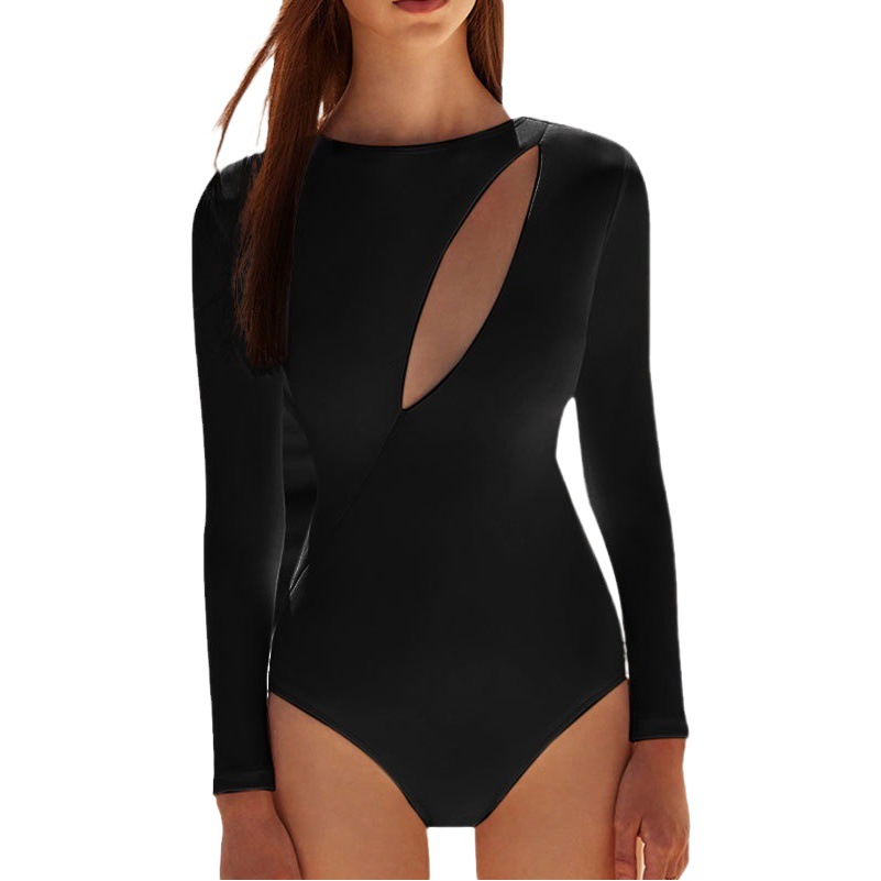 23 New European and American Conservative Amazon One-Piece Swimsuit Sun Protection Long-Sleeved Swimsuit Surfing Beach Vacation Hot Spring Swimsuit
