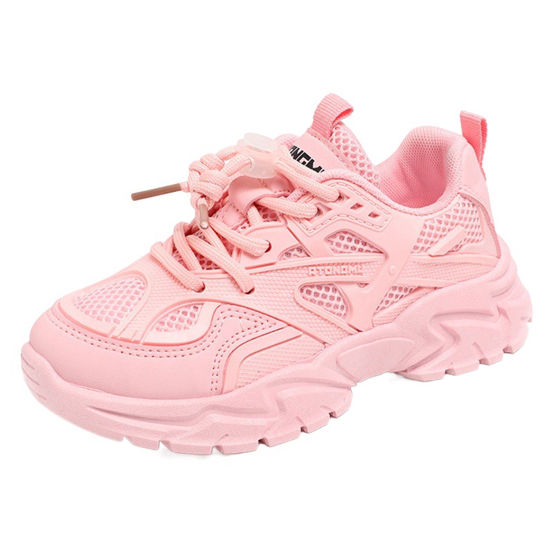 Children's New Solid Soft-Soled Shoes Spring and Summer Mesh Breathable Dad Shoes Boys and Girls Versatile Casual Basketball Shoes