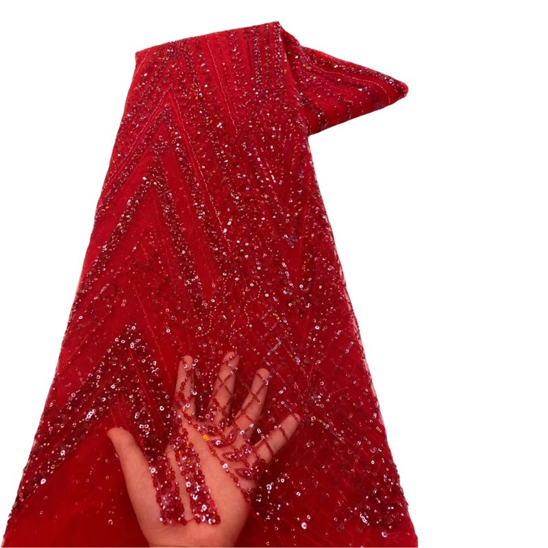 Geometry French Wedding Beads Fabric dress Dress Beads Embroidery Children's Wear Lace Fabric