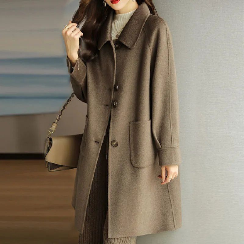 Picture of Cross-Border Woolen Outwear for Women 2024 Autumn and Winter New Style Small Thickeneded Korean Style Slim Elegant Mid-Length Woolen Trend