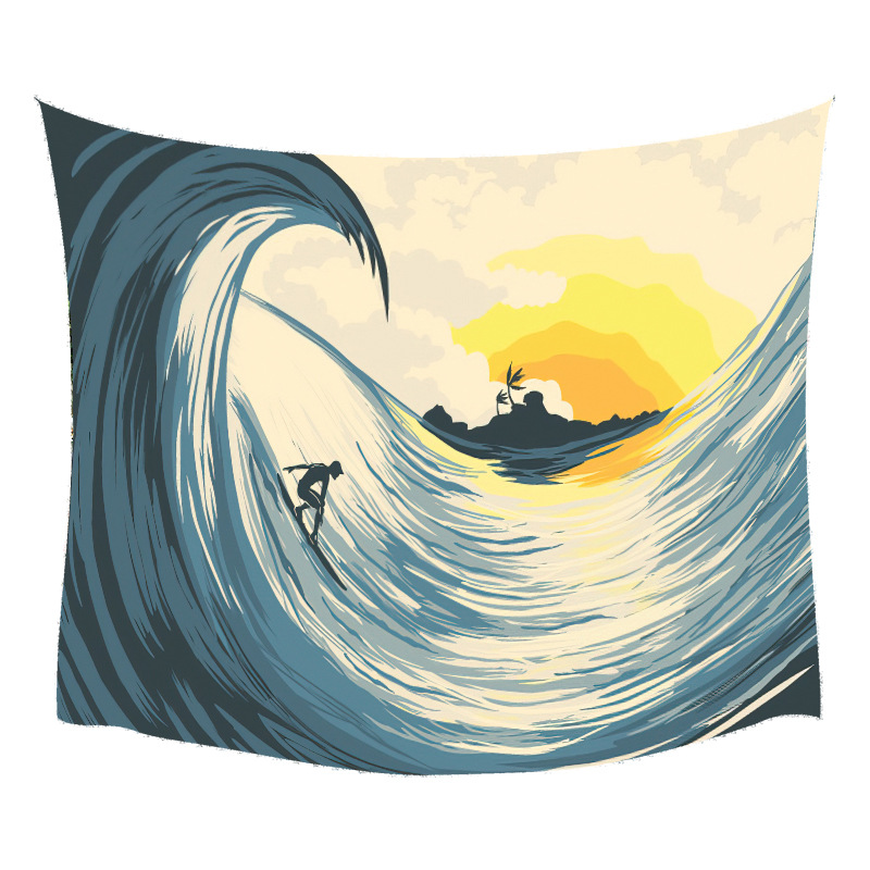 Picture of Internet Celebrity Background Cloth Ins Style Ukiyo-e Wall Cloth Tapestry Bedroom Room Decoration Background Wall Bedside Hanging Cloth